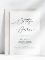 Letterpress handwritten calligraphy wedding invitation card