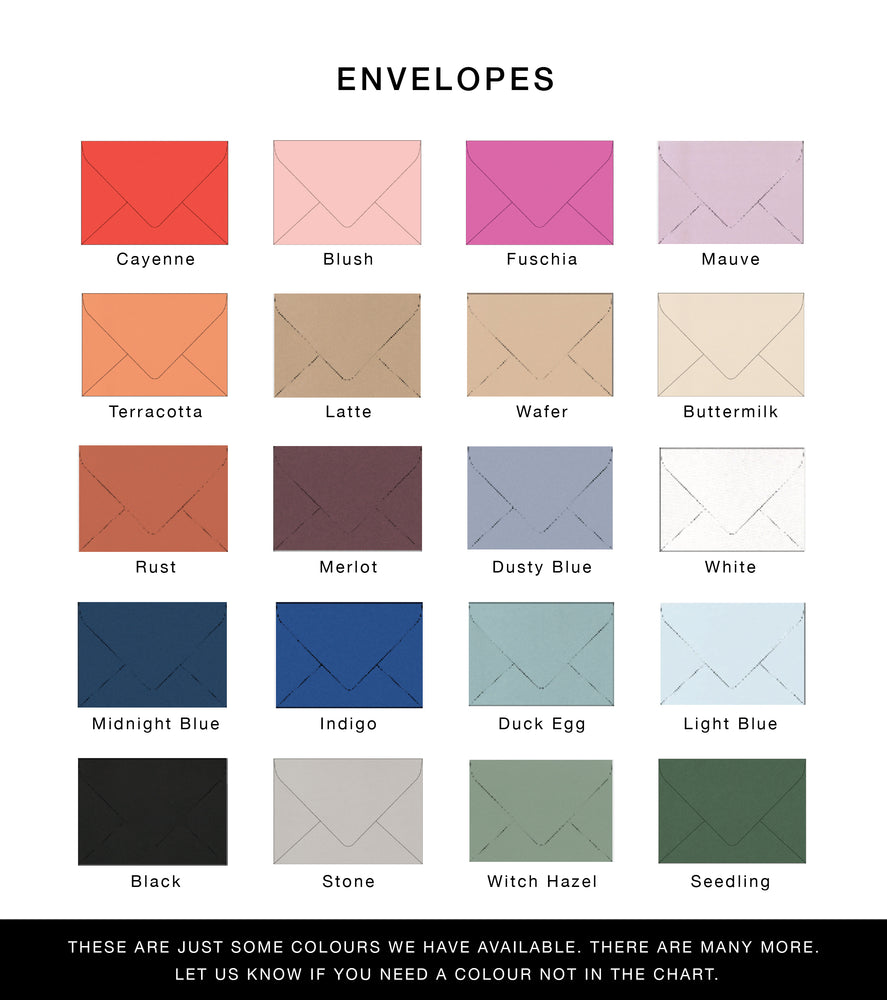 
                  
                    Load image into Gallery viewer, wedding invitation envelope colours. Envelope colors
                  
                