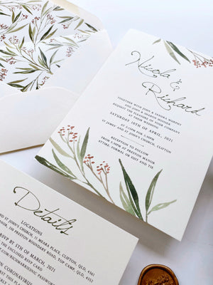 
                  
                    Load image into Gallery viewer, Greenery Wedding Invitation
                  
                