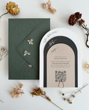 
                  
                    Load image into Gallery viewer, Triple Arch Invitation Suite in Green and Neutral
                  
                