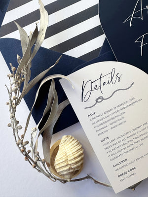 
                  
                    Load image into Gallery viewer, Nautical-themed wedding invitation. Beachside and seaside and waterfront wedding card.
                  
                