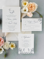 Letterpress Spring Wedding Invitation with wax seals