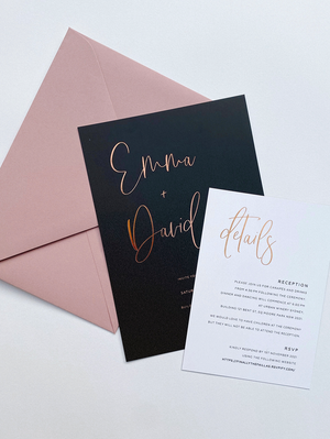 
                  
                    Load image into Gallery viewer, Hot Foiled with Dusty Pink Wedding Invitation
                  
                
