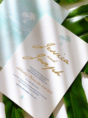 
                  
                    Load image into Gallery viewer, Beachside in Hot Foil Wedding Invitation
                  
                