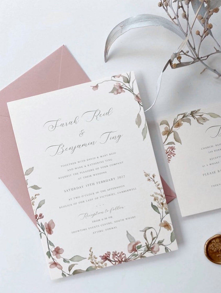 
                  
                    Load image into Gallery viewer, Dainty Floral Wedding Invitation
                  
                
