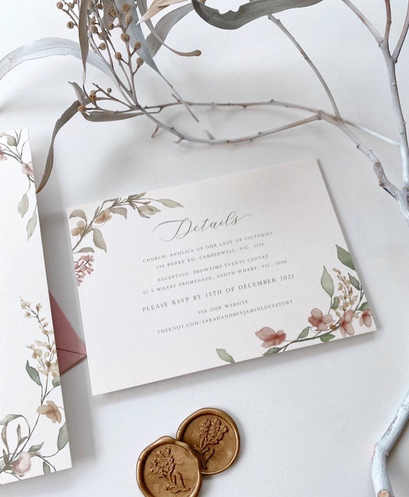 
                  
                    Load image into Gallery viewer, Dainty Floral Wedding Invitation
                  
                
