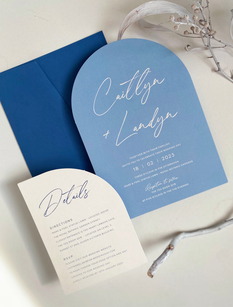 
                  
                    Load image into Gallery viewer, Blue Wedding Invitation with Blue Envelopes
                  
                