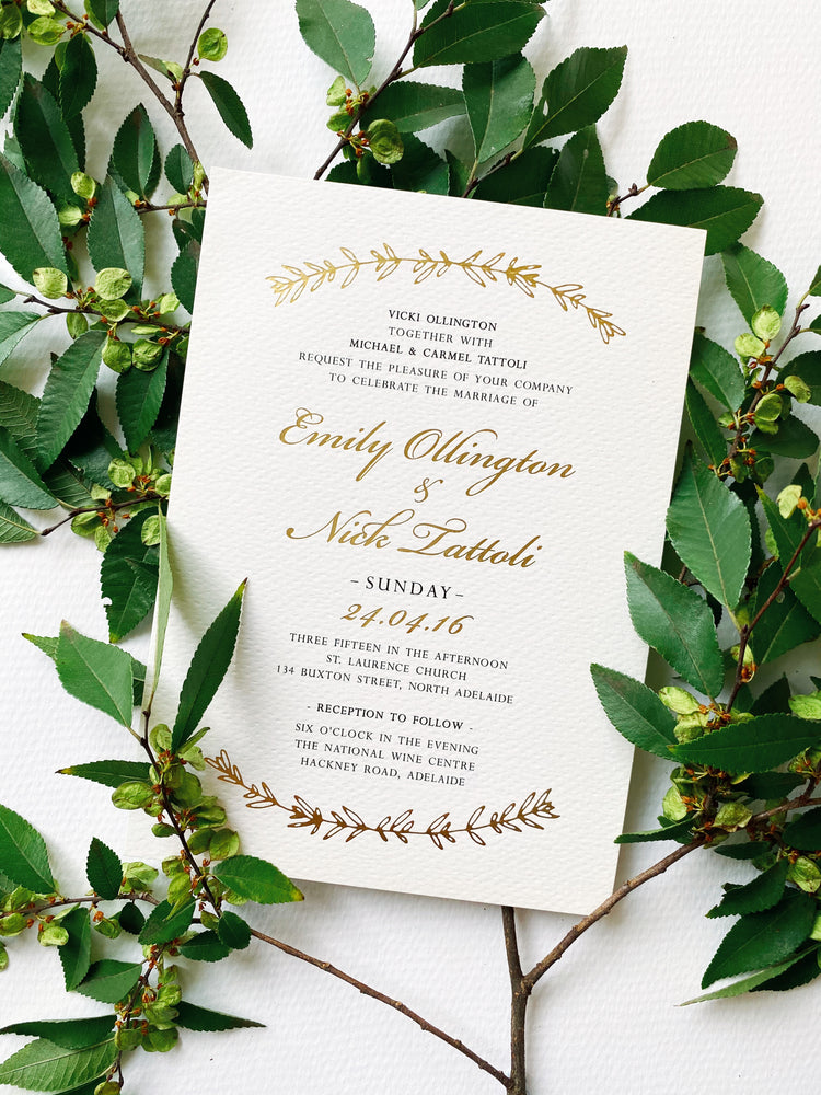 Golden Wreathe Wedding Invitation