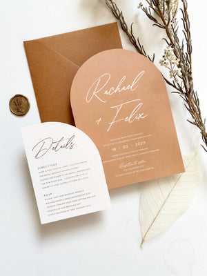 
                  
                    Load image into Gallery viewer, Earthy tone Wedding Invitation with Cinnamon envelopes
                  
                