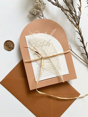
                  
                    Load image into Gallery viewer, Earthy tone Wedding Invitation with Cinnamon envelopes and Wax Seals.
                  
                